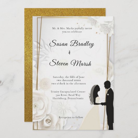 Invitation Mariage classique élégant, (Devant / Derrière)