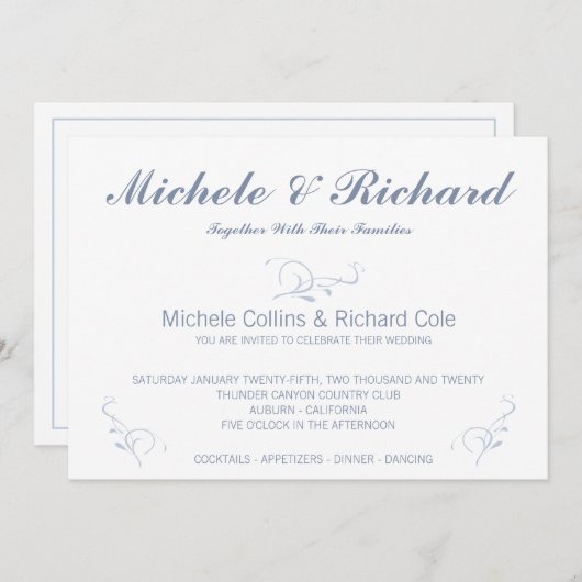 Invitation Mariage classique élégant (Devant / Derrière)