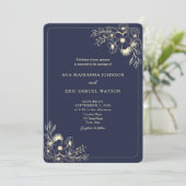 Invitation Mariage Classique Élégant Bleu Nuit (Debout devant)
