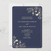 Invitation Mariage Classique Élégant Bleu Nuit (Devant)