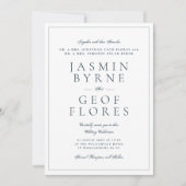 Invitation Mariage Classique Élégant Bleu Nuit et Blanc (Devant)