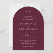 Invitation Mariage Classique Élégant Bourgogne Profond (Devant)
