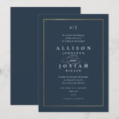 Invitation Mariage Classique Élégant en Or (Devant / Derrière)