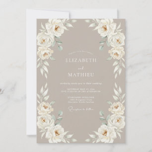Invitation Mariage Classique Élégant Fauve