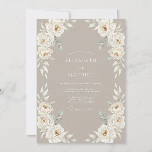 Invitation Mariage Classique Élégant Fauve (Devant)