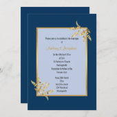 Invitation Mariage CLASSIQUE ELEGANT Gold Bleu Deux Tons (Devant / Derrière)