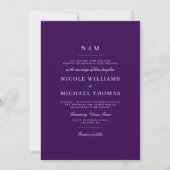 Invitation Mariage Classique Élégant Monogramme Violet Foncé (Devant)