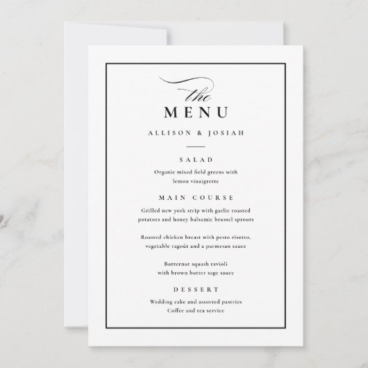 Invitation Mariage Classique Élégant Noir et Blanc (Devant)