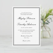 Invitation Mariage Classique Élégant Noir et Blanc (Debout devant)