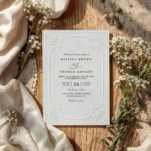Invitation Mariage Classique Élégant Orné avec Embossage