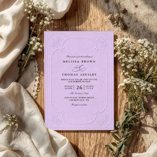 Invitation Mariage Classique Élégant Orné avec Embossage