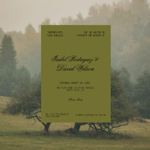 Invitation Mariage Classique Élégant Vert Olive