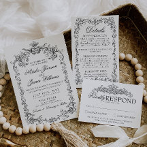 Mariage Classique Élégant Vintage Noir Et Blanc
