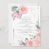 Invitation Mariage classique Elégante aquarelle rose Roses (Devant)