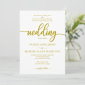 Invitation Mariage Classique Élégante Calligraphie Dorée (Debout devant)