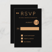 Invitation Mariage classique en cuivre métallique noir rsvp (Devant / Derrière)