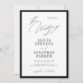 Invitation Mariage classique en typographie formelle noir et (Devant)