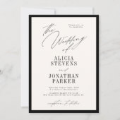 Invitation Mariage classique en typographie formelle noire et (Devant)