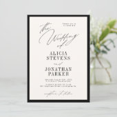 Invitation Mariage classique en typographie formelle noire et (Debout devant)
