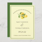 Invitation mariage classique été citron med économisez la dat (Devant / Derrière)