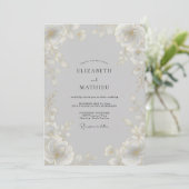 Invitation Mariage Classique Éthéré Gris Colombe (Debout devant)