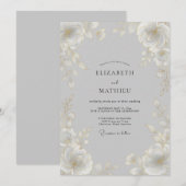 Invitation Mariage Classique Éthéré Gris Colombe (Devant / Derrière)