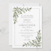 Invitation Mariage classique Eucalyptus Botanique Sage Vert (Devant)