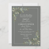 Invitation Mariage classique Eucalyptus Botanique Sage Vert (Devant)