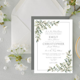 Invitation Mariage classique Eucalyptus Botanique Sage Vert