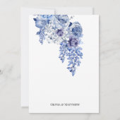 Invitation Mariage classique floral élégant de la Marine (Dos)
