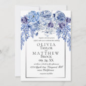 Invitation Mariage classique floral élégant de la marine de B (Devant)