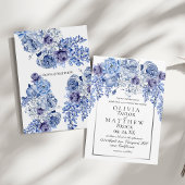 Invitation Mariage classique floral élégant de la marine de B