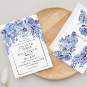 Invitation Mariage classique floral élégant de la marine de B