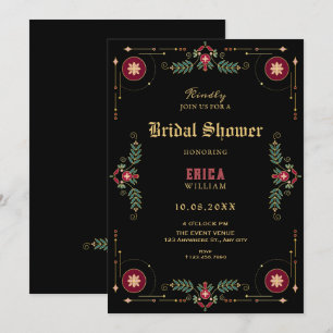 Invitation Mariage classique floral noir