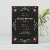 Invitation Mariage classique floral noir (Debout devant)