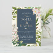 Invitation Mariage classique floral vintage (Debout devant)