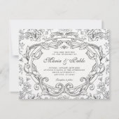 Invitation Mariage classique floral vintage (Devant)