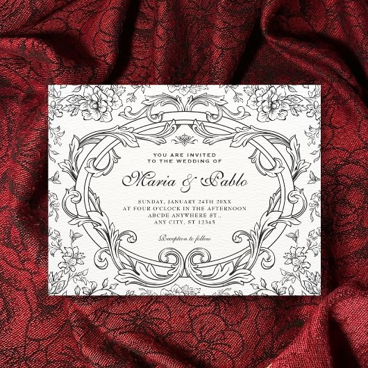 Invitation Mariage classique floral vintage