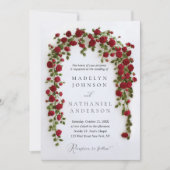 Invitation Mariage Classique Formel avec Arches de Roses Roug (Devant)