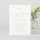 Invitation Mariage classique formel | Élégant script or (Debout devant)