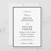 Invitation Mariage classique formel minimal noir et blanc (Devant)