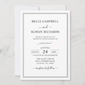 Invitation Mariage Classique Formel Noir & Blanc Script (Devant)