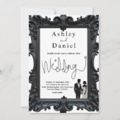Invitation Mariage Classique Formel Noir Et Blanc Délicat (Devant)