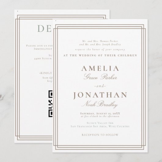 Invitation Mariage Classique Formel Simple (Devant / Derrière)