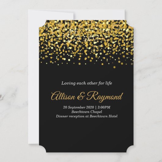 Invitation Mariage classique Gold et Black Dots (Devant)