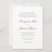 Invitation Mariage classique Gold et White Bold Script (Devant)
