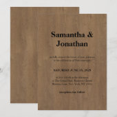Invitation Mariage Classique Grain de Bois Moyen (Devant / Derrière)