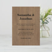 Invitation Mariage Classique Grain de Bois Moyen (Debout devant)