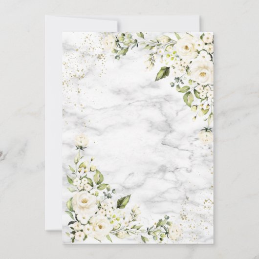 Invitation Mariage classique gris clair blanc floral marbre o (Dos)