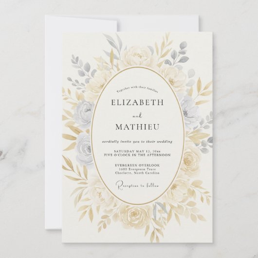 Invitation Mariage Classique Intemporel Champagne (Devant)